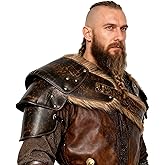 L'VOW Medieval Leather Pauldron Single Shoulder Armor Viking Accessories for Men Ren Faire LARP Cosplay