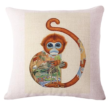 Adorable Sock Monkey Home Decor Items Pillow Cover Cotton