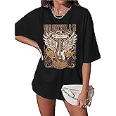 Nashville Music City T-Shirt for Women Country Music Oversized Shirt Rock Band Tshirt Vintage Guitar Graphic Tees Tops