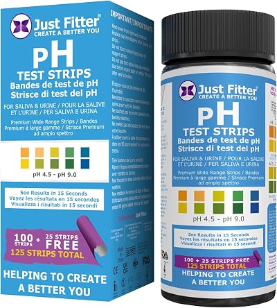 Just Fitter pH Test Strips for Saliva Urine 125 Strips Accurate Results