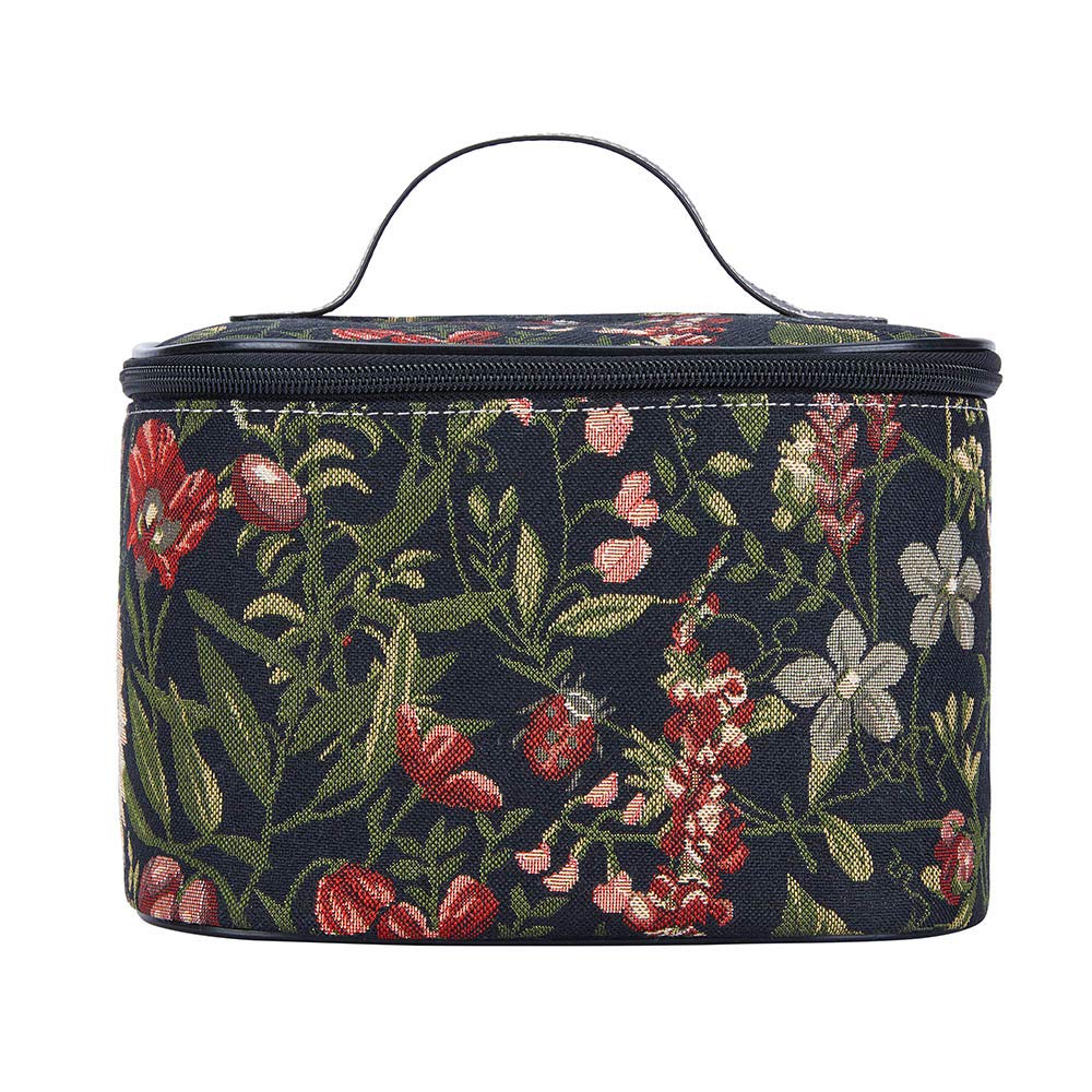 Signare Tapestry Toiletry Bag Makeup Organise Bag for Women with Garden Flower and Creatures (Morning Garden BlackM, Toil-MGDBK) — image 1