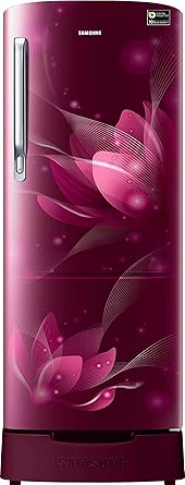 Samsung 192 L 2 Star Direct Cool Single Door Refrigerator (RR19T282BR8/NL, Blooming Saffron Red, Base Stand With Drawer)