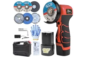 ZFULVO Cordless Brush Angle Grinder Kit, 19500rpm Mini Electric Angle Grinding Tool with 2pcs 16.8V 2000mAh Batteries and 5-Cutting Discs, Grinder Handheld Cutter for Metal Wood