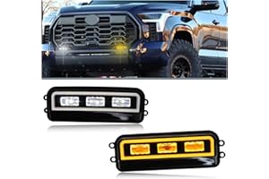 KEEGTBOX Switchback White/Amber LED DRL Front Fog Daytime Running Light Feature Compatible with Toyota Tundra 2022-2025/ Tacoma 2024-2025/ 4Runner 2025/ Sequoia 2023-2025 Front Bumper Lamp Accessories