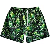 MECH-ENG Men's Graphic Print Mesh Athletic Shorts Basketball Streetwear Lightweight Drawstring Shorts with Pockets