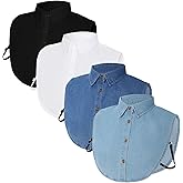 Sdfvsdg 4 Pcs Fake Collar Detachable False Dickey Collar Half Shirts Round Blouse Collars for Women