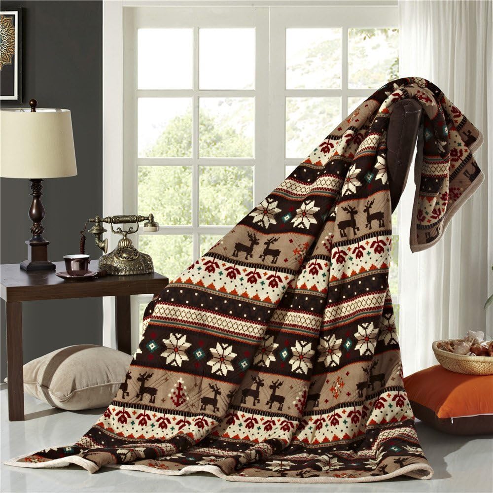Yisida 100% Polyester Microfiber Bed Blanket Plush Throw Blanket Comforter (King, Brown)