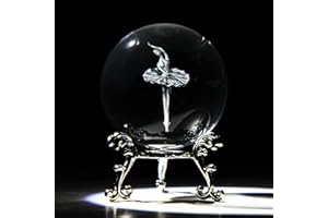 HDCRYSTALGIFTS 3D Laser Engraved Ballerina Dancing Crystal Ball Paperweight Elegant Ballet Dancer Girl Figurine Glass Sphere Home Art Decor (60mm,2.4inch)