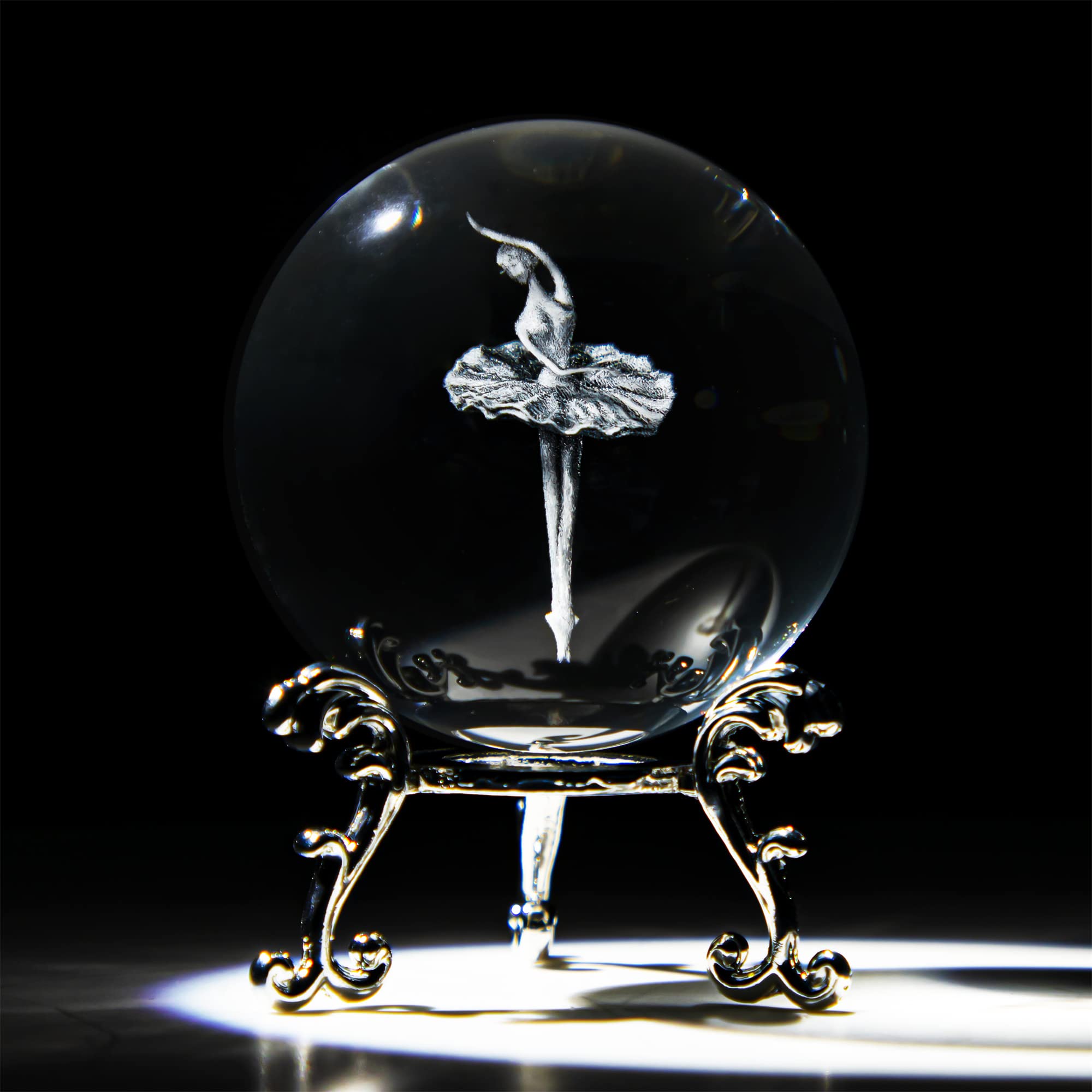 Photo 1 of HDCRYSTALGIFTS 3D Laser Engraved Ballerina Dancing Crystal Ball Paperweight Elegant Ballet Dancer Girl Figurine Glass Sphere Home Art Decor (60mm,2.4inch)