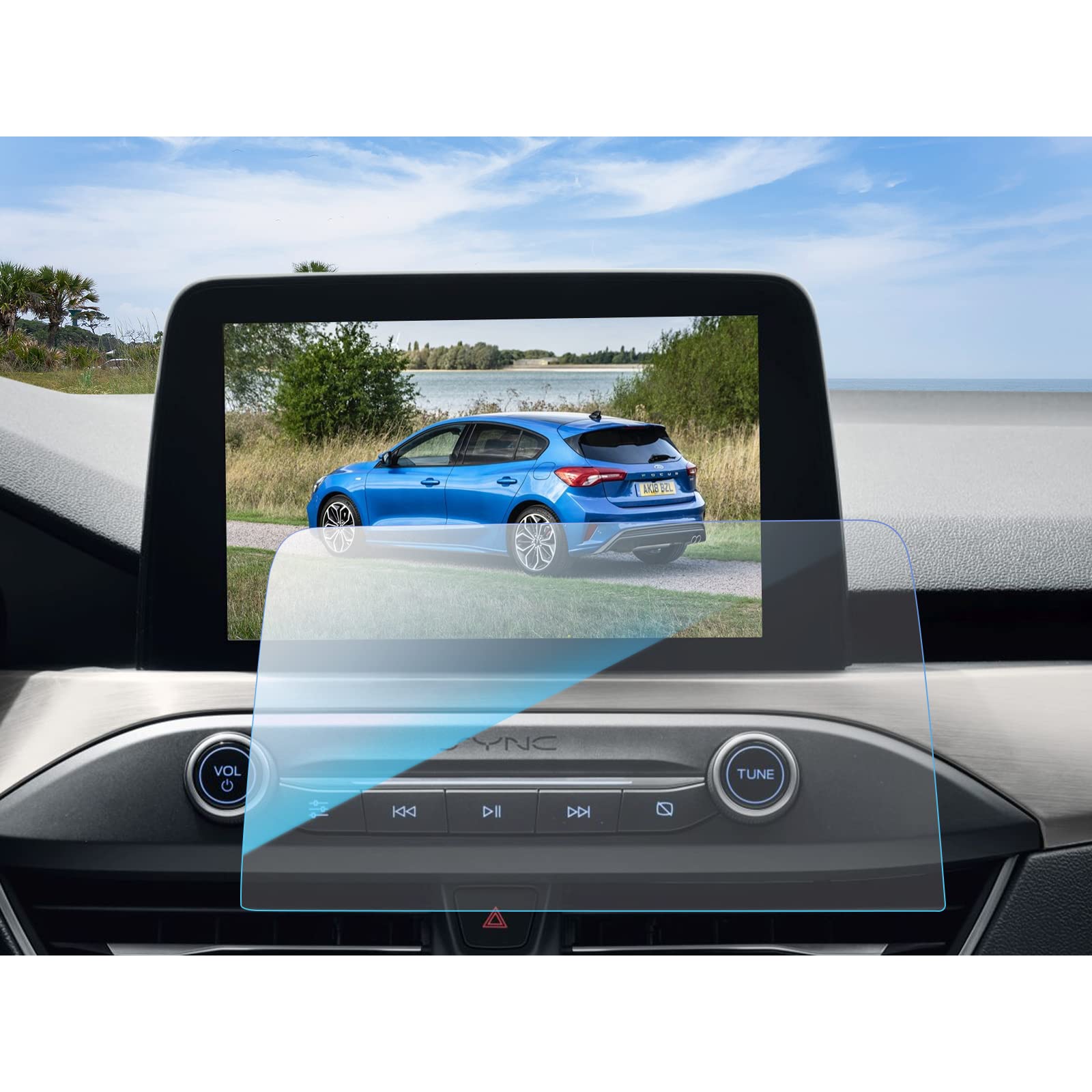 SKTU Navigation Screen Protector compatible with Ford Focus MK4 2018-2021 8 Inch Tempered Glass Navi Protective Film Scratch Resistant Anti-Fingerprint