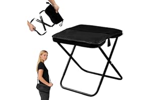 Foldable Stool Portable with Adjustable Shoulder Strap & Storage Mesh Bag. Collapsible Stool for Outdoor, Travel, Camping, Fi