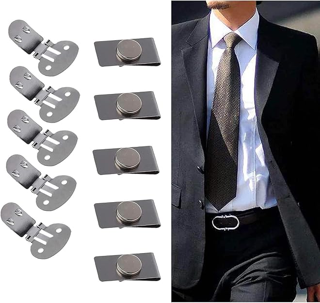 JGHGO 5 Set Tie Stay Invisible Tie Stay Tie Clip, Invisible
