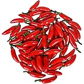 Bleiou 60pcs Simulation Artificial Lifelike Small Chili Fake Vegetable Red Pepper for Home Kitchen Decoration (Red)