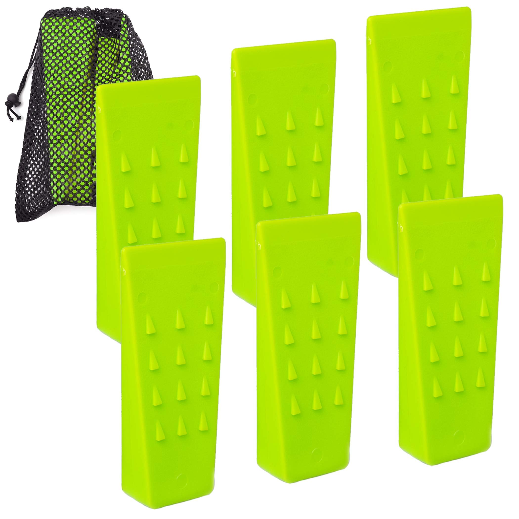 AR-PRO 6 Pack Tree Felling Wedges with Spikes for Safe Tree Cutting – 5.5” Wedges with Storage Bag; 6 Felling Dogs to Guide Trees Stabilize and Safely to Ground for Loggers and Fallers