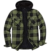 ZENTHACE Mens Sherpa Lined Flannel Shirt Jacket with Hood,Plaid Shirt-Jac,all Sherpa Lining
