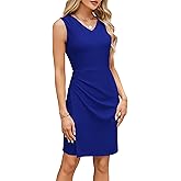 GRACE KARIN Women Wear to Work Sleeveless V-Neck Ruched Bodycon Wrap Office Party Cocktail Pencil Dresses