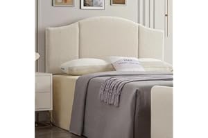 24KF Middle Century Upholstered Foldable Headboard, Modern Boucle Teddy Fabric Queen/Full Headboard 6033-Q-Cream