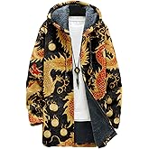 BIVENANT Mens Long Cardigan Hoodies Color Block Hooded Jacket Horse Print Open front Sweater Hoodie with Pockets Coat