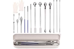 Glarks 17Pcs Capsule Filling Micro Lab Spoon Kits Sampling Spoon Mixing Spatula Laboratory Tiny Mixing Spatula Long Sampling 