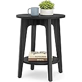 VASAGLE MAEZO Collection - Side Table, 2-Tier Small Round End Table, Nightstand with Tapered Legs, Curved Transitions, for Sm