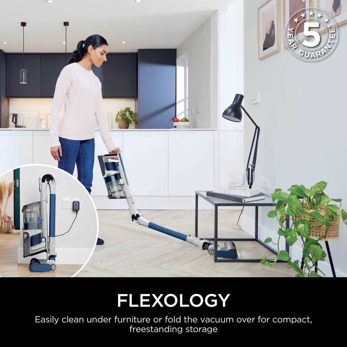 Shark PowerPro Cordless Stick Vacuum Cleaner, Lightweight, Floor Detect Technology, Anti-Hair Wrap Technology, Anti-Allergen Complete Seal, Flexible, Handheld mode, Navy Metallic, IZ380UK