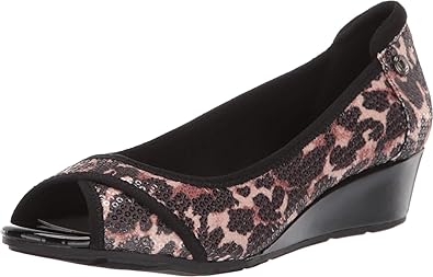 Amazon Com Anne Klein Sport Corner Wedge Heel Leopard 6 Pumps