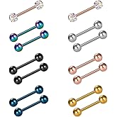 VCMART 12mm-18mm 14G Tongue Rings Nipple Straight Barbells Surgical Steel Body Piercing Jewelry