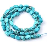 PLTbeads Green Turquoise Pebble Nugget Oval Free Tumbled Stone 6-8mm Natural Gemstone Loose Beads Approx 15.5 inch for DIY Jewelry Making