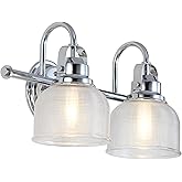 JONATHAN Y 17.25" Chrome Modern Bathroom Vanity Light, 2-Light LED Wall Sconce, Clear Glass Bell Shade for Mirror Hallway Kit