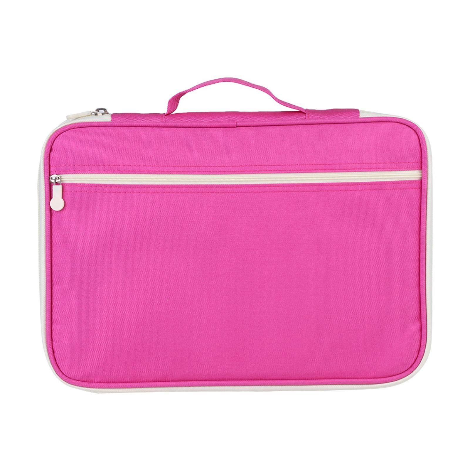 Cikonielf Portable A4 Portfolio Bag with Zipper Oxford Cloth Multifunctional Business Organizer for Office Professionals Rose Red