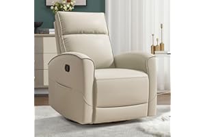 HAOMARKETS Swivel Rocker Recliner Chair, Manual Faux Leather Glider Rocking Recliners for Adults, 360° Swivel Nursery Reclining Sofa with Storage Pocket