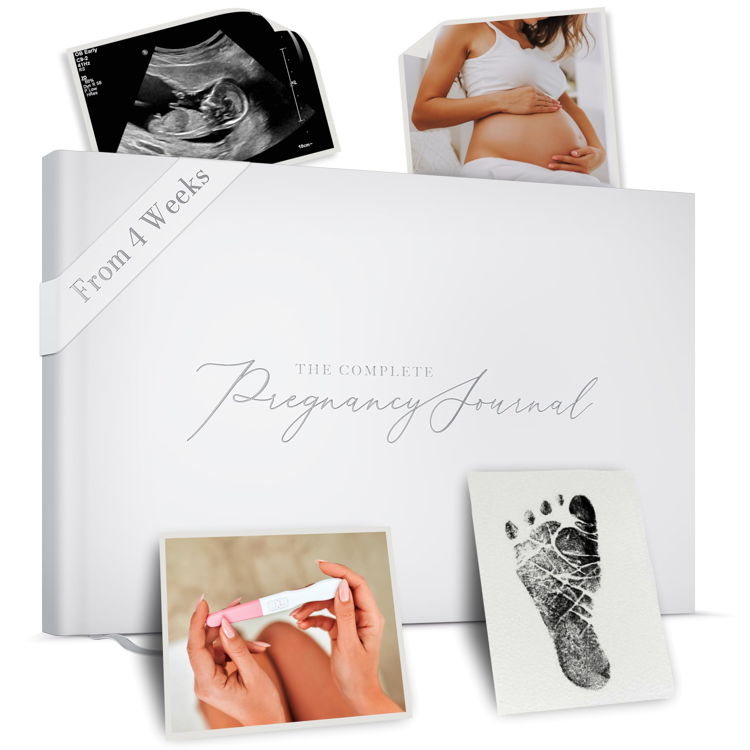 Pregnancy Journal and Planner Gift - Luxury Pregnancy Book for Expecting New Mums - Includes Calendar, Scrapbook, Checklist, Organizer and Memory Book (Silver)
