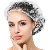 Auban 100PCS Disposable Shower Caps, Plastic Clear Hair Cap Large Thick Waterproof Bath Caps for Women, Hotel Travel Essentials Accessories Deep Conditioning Hair Care Cleaning Supplies(20.5")