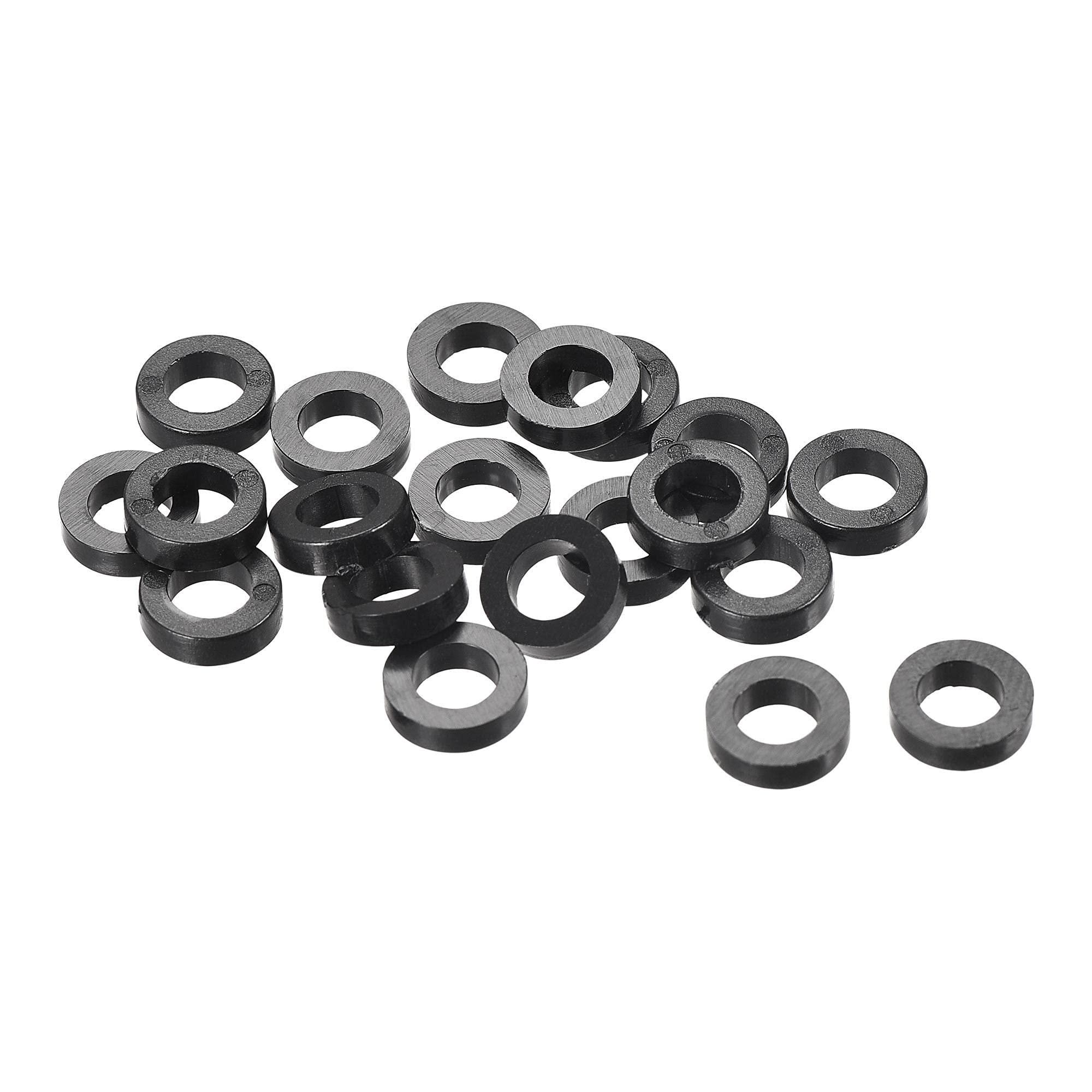 sourcing map ABS Round Spacer Washer ID 4.2mm OD 7mm L 2mm Plastic Standoff for 3D Printer TV Wall Mounting Electrical Outlet, Black, 300Pcs