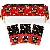 ZDHOOKAN Mouse Tablecloth Birthday Decorations 54 x108 inch Mouse Theme Disposable Plastic Table Cover for Kids Birthday Baby Shower 1st 2nd 3rd Party Decorations