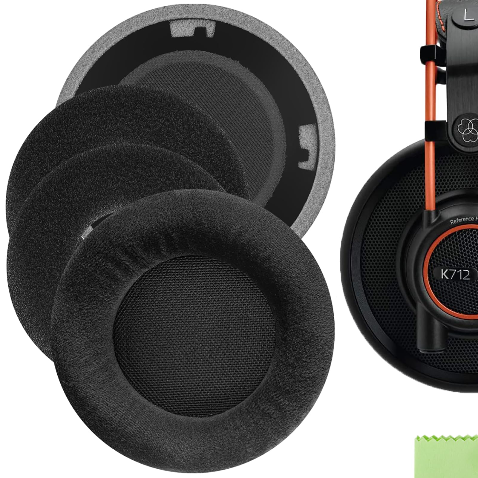Photo 1 of Geekria Comfort Velour Replacement Ear Pads for AKG K701, K702, Q701, Q702, K601, K612, K712, K400, K500 Headphones Ear Cushions, Repair Parts with Video Guide (Black)