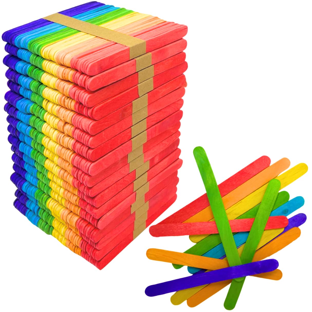 Coloured Lolly Sticks – 1000 Wooden Craft Pieces for Kids’ Projects & Classroom Art | Coloured Lollipop Sticks Bulk Pack (114mm)