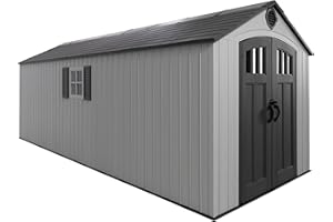 Lifetime Outdoor Storage Shed, 8x20 Ft, Gray, Resin Backyard Tool Shed with Lockable Doors and Weather-Resistant Panels