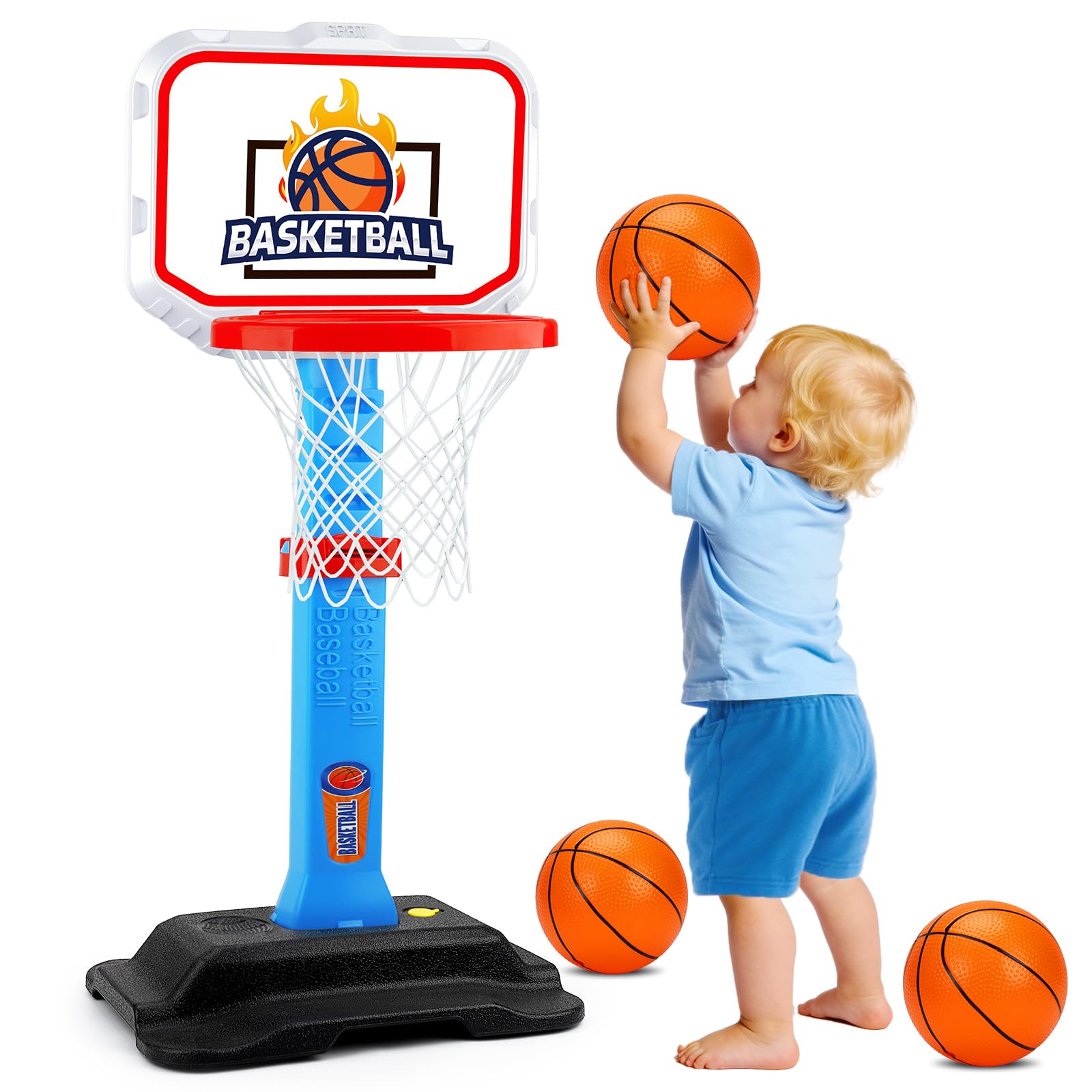 Photo 1 of Toddler Basketball Hoop for Kids 1-3, Mini Adjustable Basketball Hoops Indoor with Balls Outdoor Pool Basketball Goal Sports Play Toys for 1 2 3 year old Baby Boys Girls First Birthday Gifts Age 1-2-3
