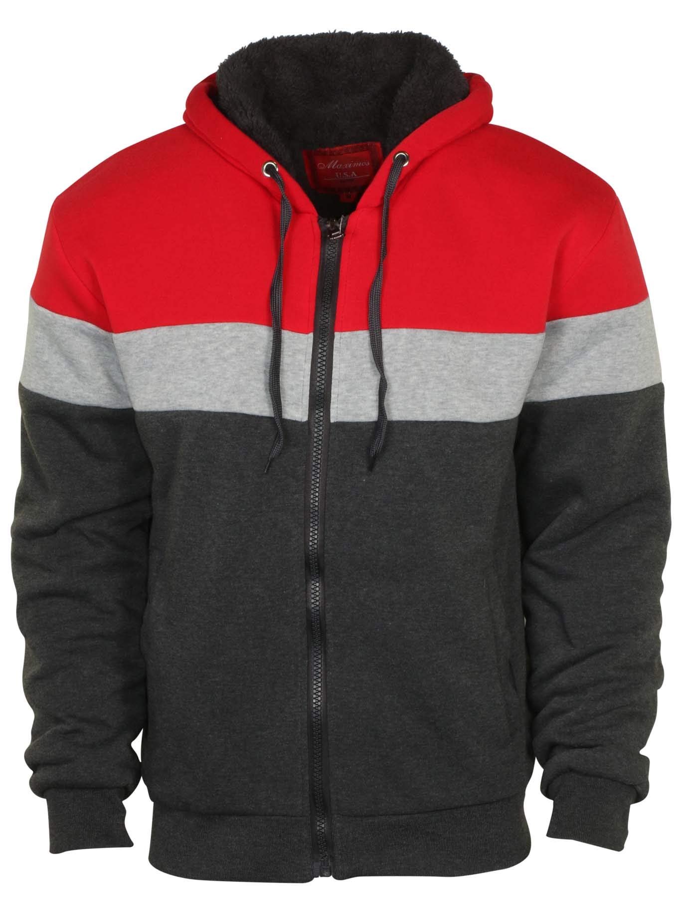 9 Crowns Men's Full Zip Heavy Weight Sherpa Lined Hoodie Sweatshirt
