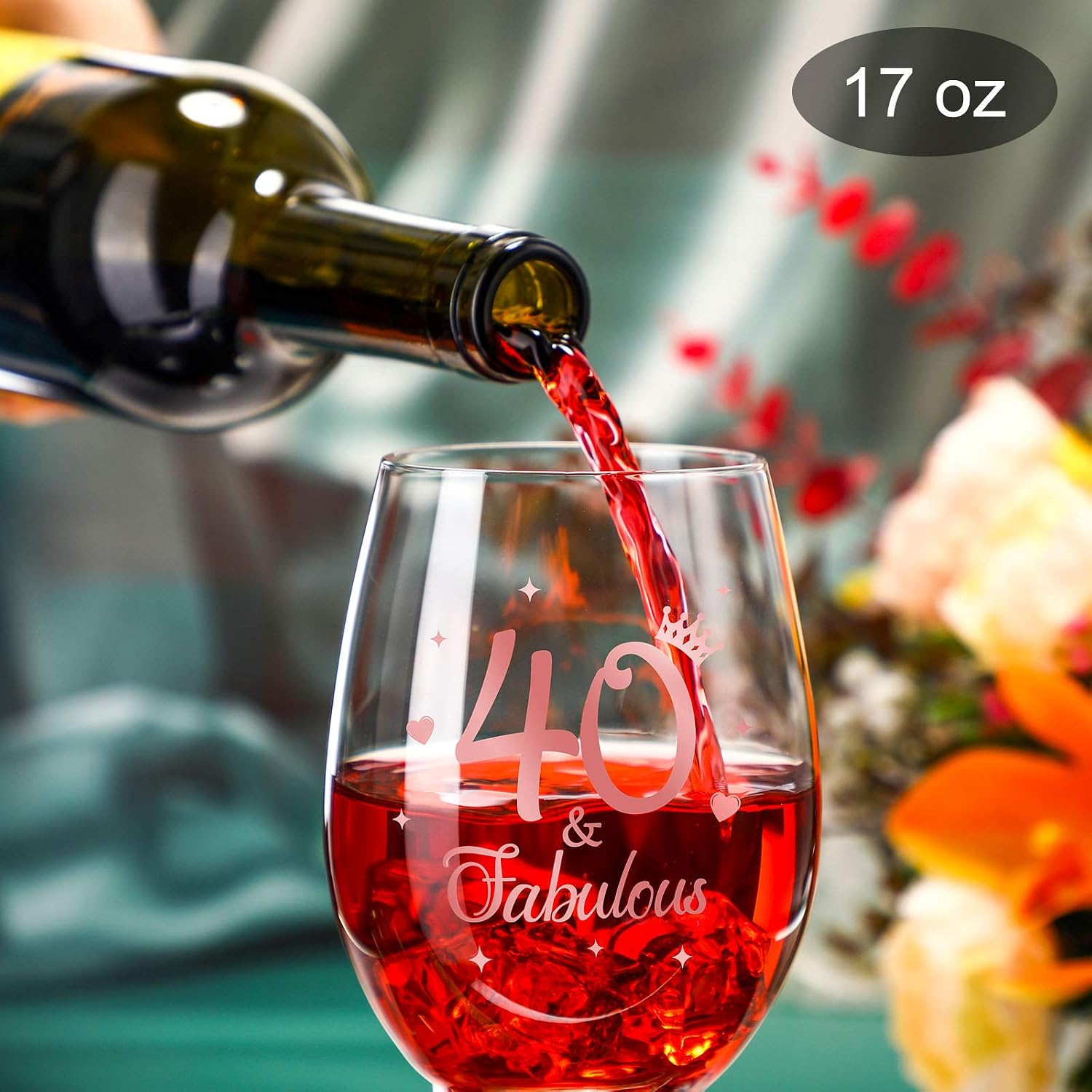 Stemless Wine Glass Rose Gold Birthday Wine Glass Present Anniversary Glasses for Man Women Birthday Party Wedding Anniversary Decorations - Image 3