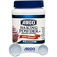 Argo Double Acting Baking Powder, 12 Ounce Resealable Plastic Container with Argo Measuring Spoon