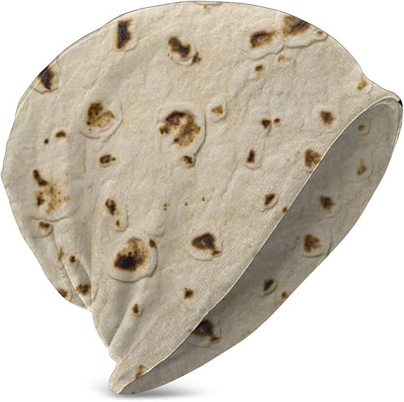 Unique Tortilla Taco Wrap Texture Print Beanie Winter Hats