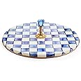 MACKENZIE-CHILDS Cheese Course, Cute Cheese Board and Serving Board for Charcuterie, Blue-and-White Royal Check