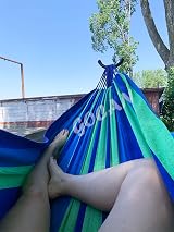 GOCAN Brazilian Double Hammock 221x165 cm 330 cm Total 500 lb Blue/Green view 6