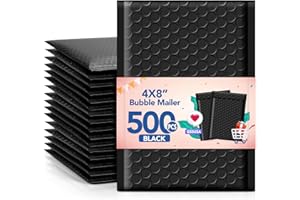 GSSUSA Black Bubble Mailers 4X8 Inches 500 Pack, Padded Poly Bubble Mailer, Small Padded Envelopes Strong Adhesion Bubble Envelopes,Self-Seal Mailing Envelopes for Small Business,Package Supplies
