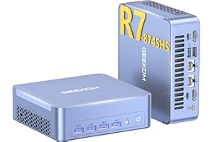GEEKOM AX8 Max Mini PC with AMD Ryzen 7 8745HS Dual 2.5GbE LAN(Beat Ryzen 7 H255)| 32GB DDR5(Not LPDDR), 1TB NVMe SSD | Radeon 780M| USB4.0(40Gbps), WiFi 6E, 8K Quad Display| SD Slot, Windows11 Pro