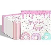 Joliaco 80 Pcs Donut Sprinkle Paper Napkins Sprinkled With Love Disposable Napkins Pink Sweet Donut Confetti Napkins for Girl Baby Shower Party Supplies Table Decor