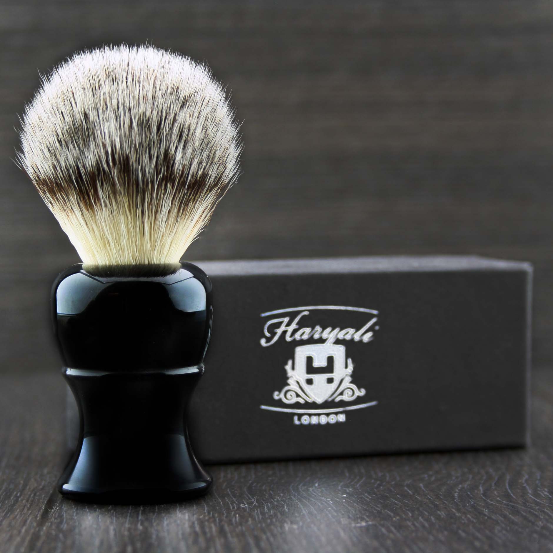 Haryali Hand Assembled Synthetic Soft Shaving Brush High Grade (ABS Plastic Handle) for Sensitive Skin Sophist Collection Elegantly Designed by Haryali London.