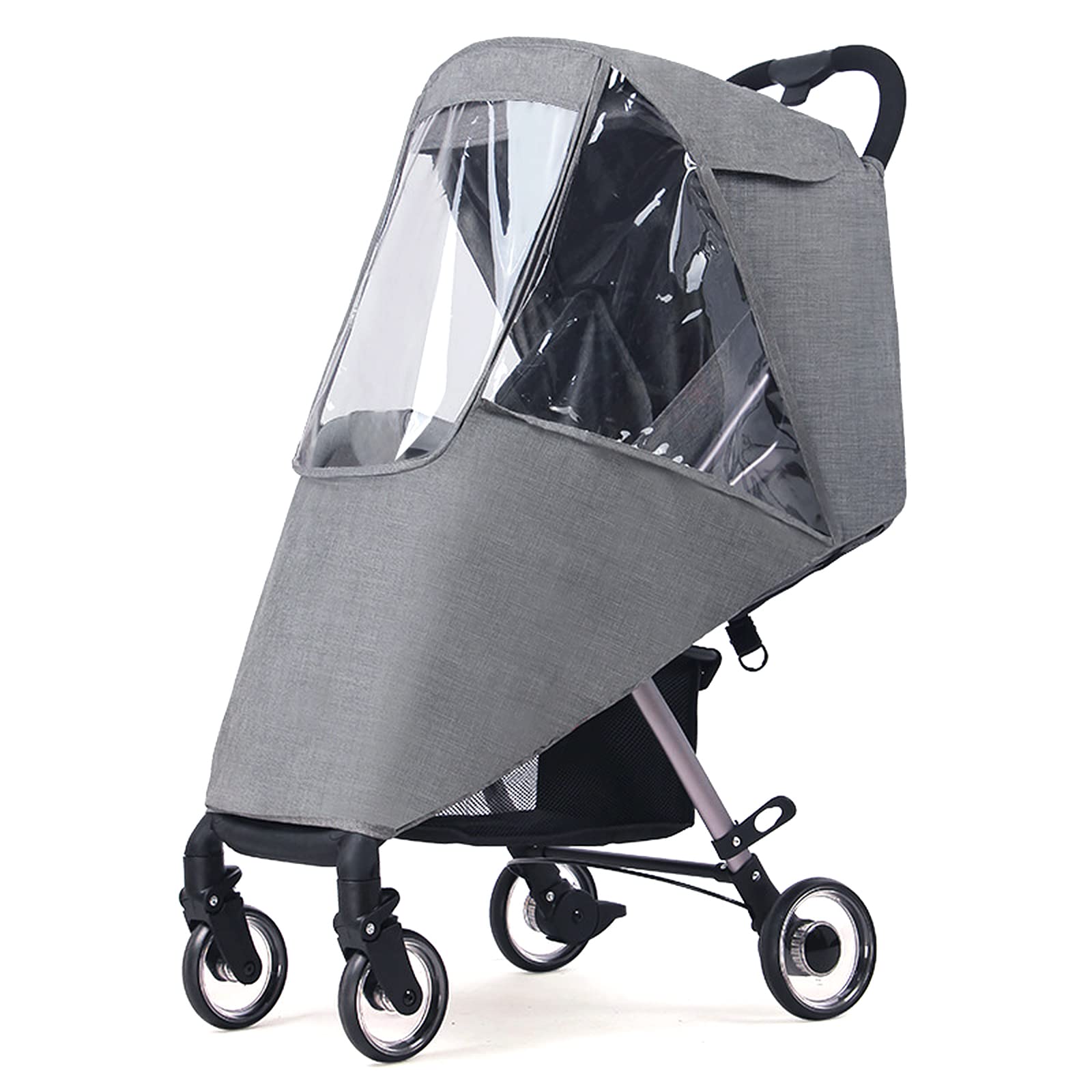 Universal Stroller Rain Cover for Pushchair Pram Buggy Rainproof Dustproof Windproof Rain Cover with Canopy and Zipper Door Easy Baby Lift in and Out (#6:Grey-Universal Stroller raincover)